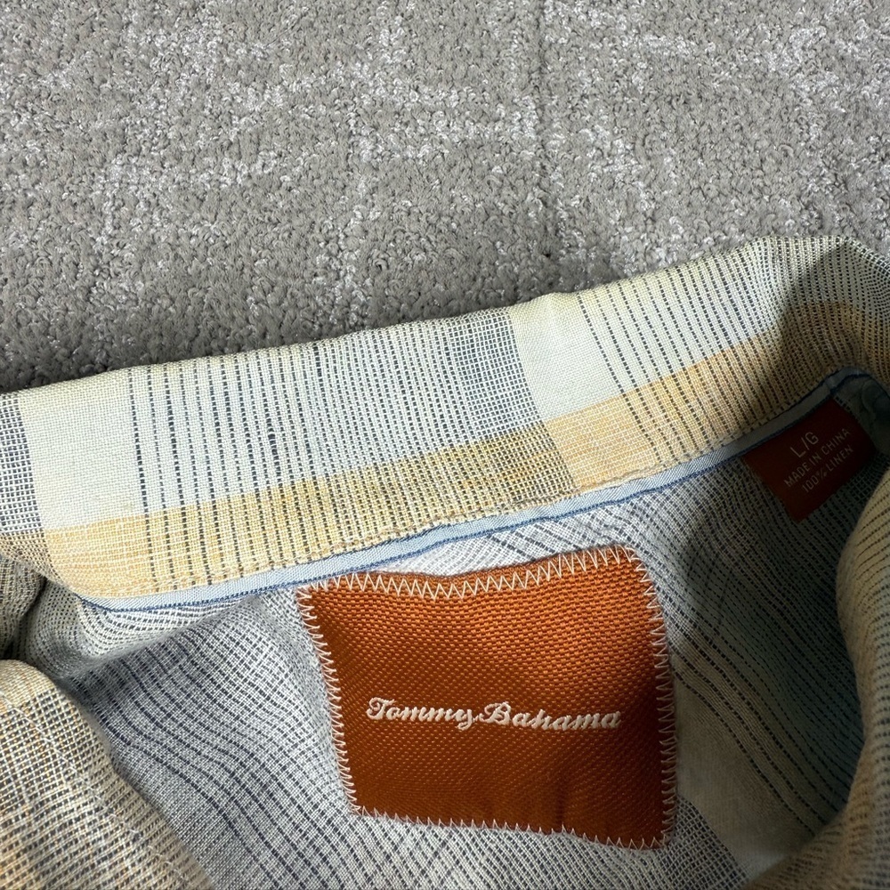 Tommy Bahama Mens 100% Linen Striped Button Down Mens Short sleeve Shirt Large - Picture 4 of 8